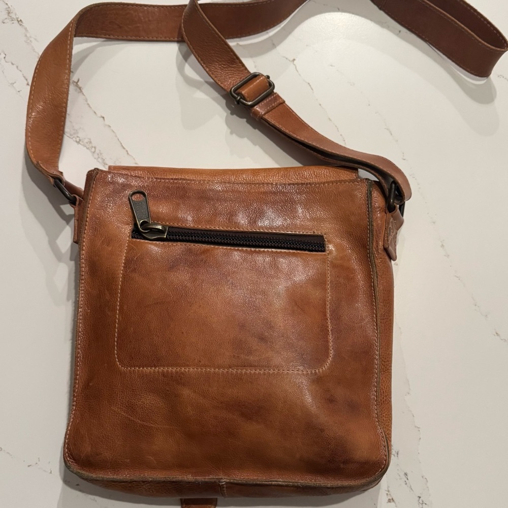 Bed Stu Tan Leather Crossbody Messenger Bag - Picture 7 of 8